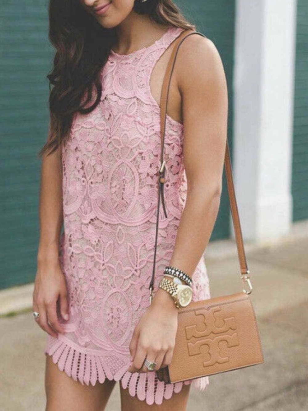 LOVERS + FRIENDS Caspian Pink Sleeveless Lace Overlay Midi Dress Feminine Small